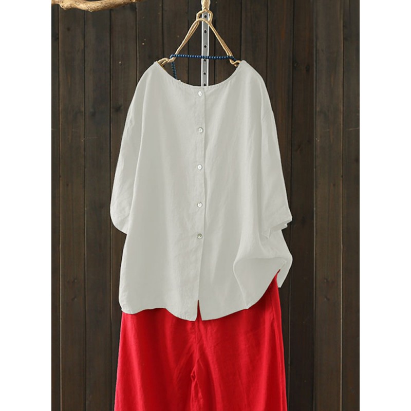 Women Buttons Down Causal Asymmetrical Bowknot Blouse