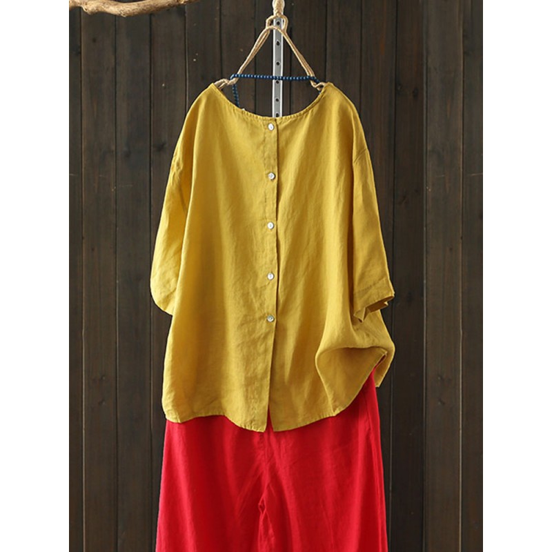 Women Buttons Down Causal Asymmetrical Bowknot Blouse