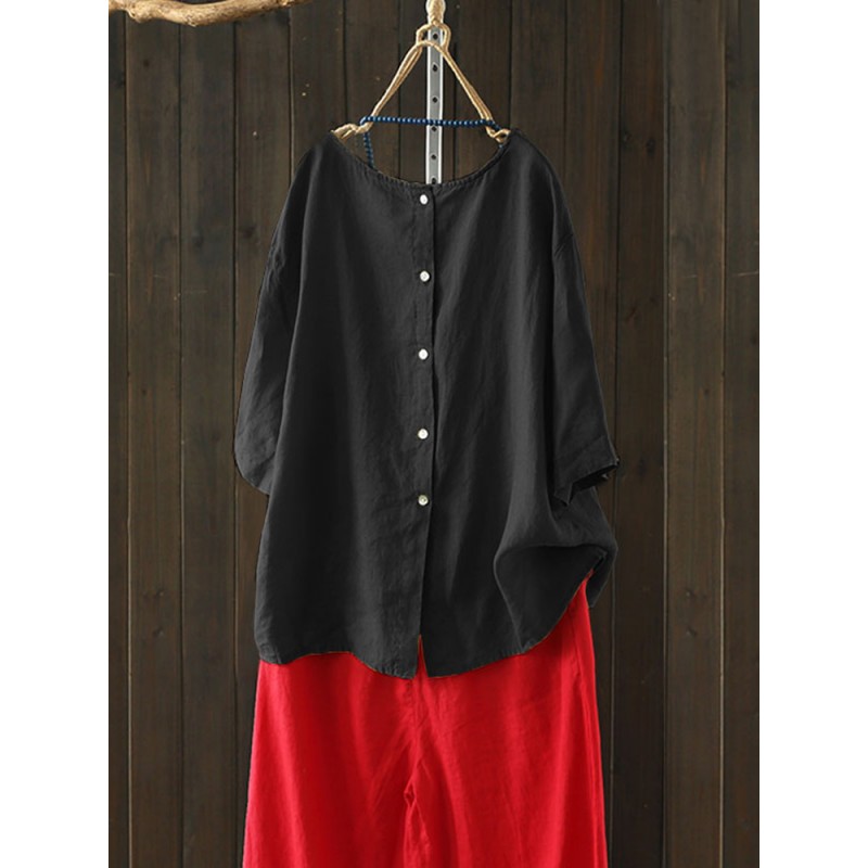 Women Buttons Down Causal Asymmetrical Bowknot Blouse