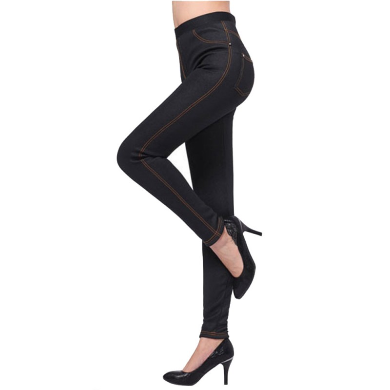 Plus Size Thick Slim Stretch Waist Imitated Jeans Leggings