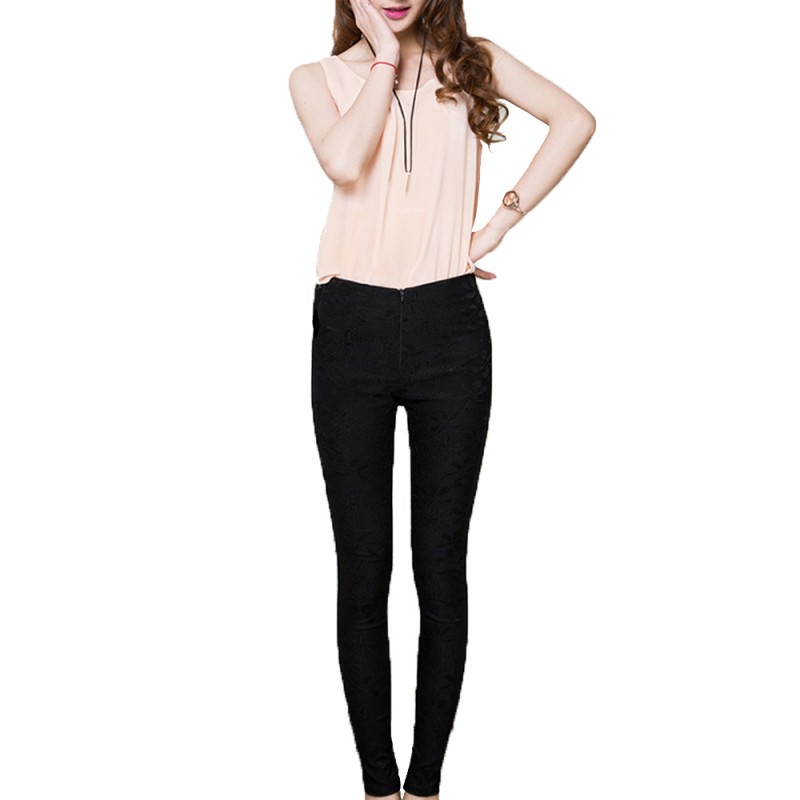 Plus Size Casual Lace Crochet Stretch Legging For Women