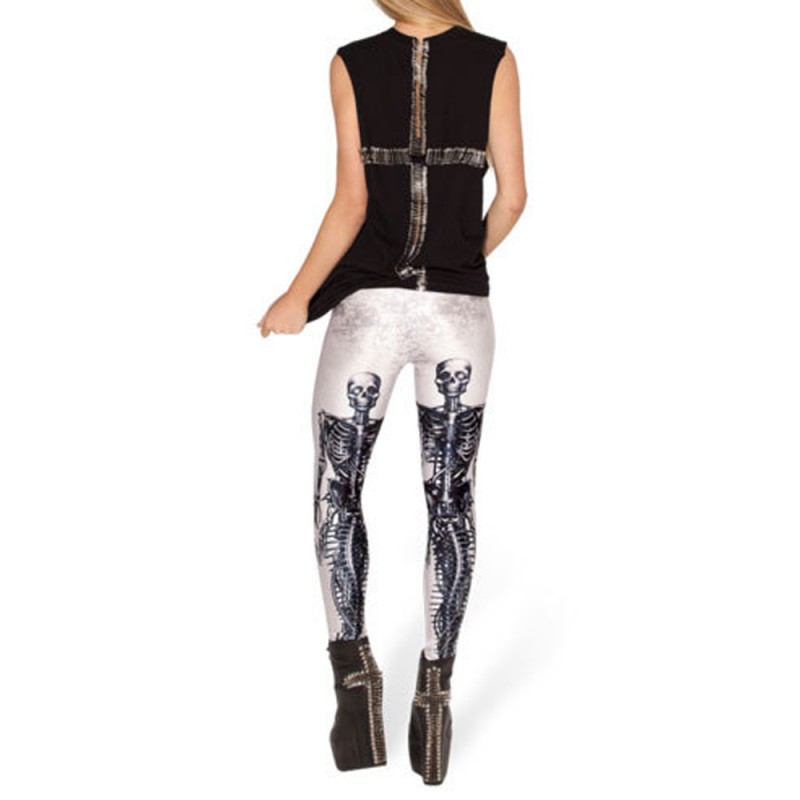 Halloween Sexy Women Skull Skeleton Printing Elastic Leggings