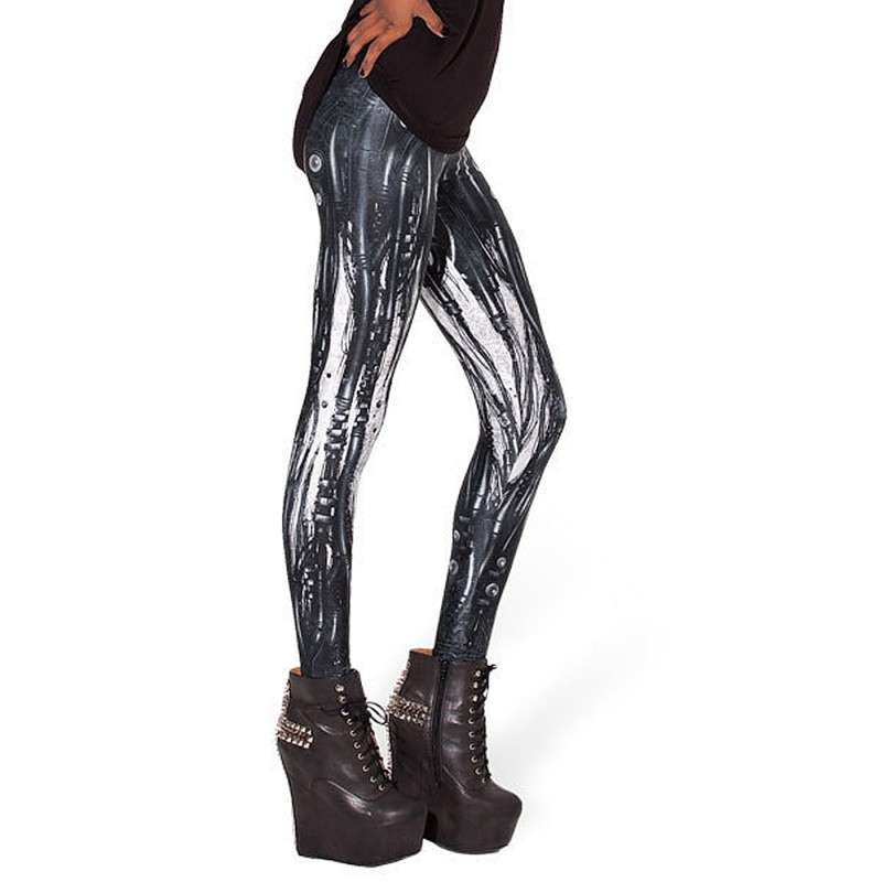 Halloween Punk Slim Women Ghost Print Elastic Leggings