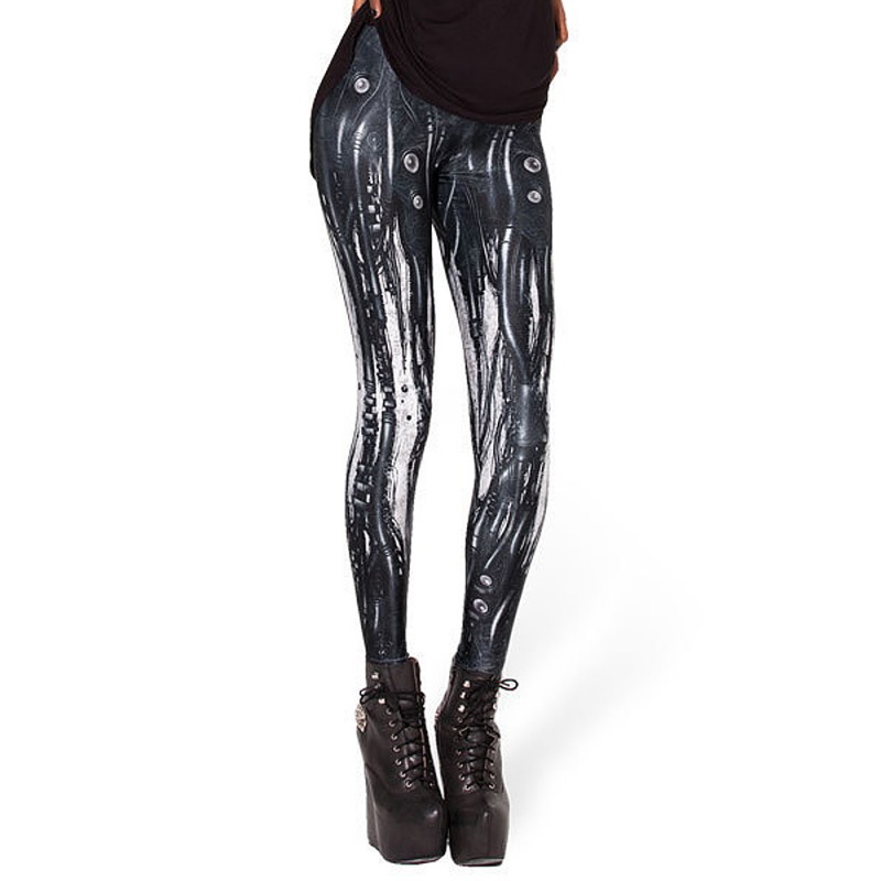 Halloween Punk Slim Women Ghost Print Elastic Leggings