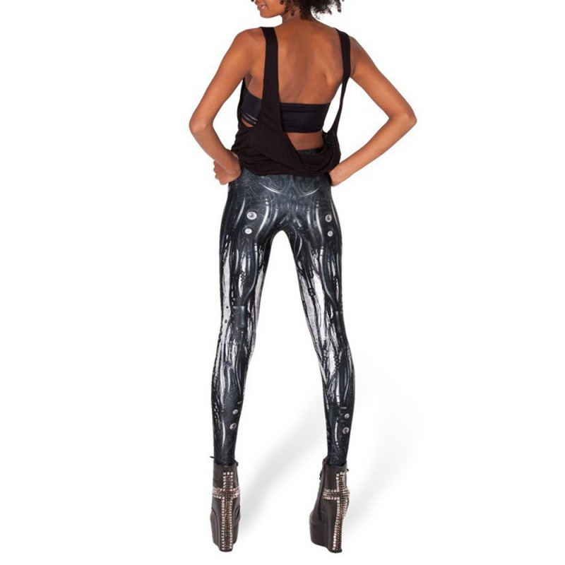 Halloween Punk Slim Women Ghost Print Elastic Leggings