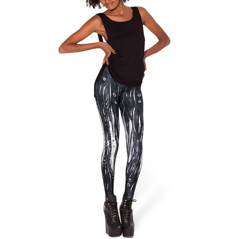 Halloween Punk Slim Women Ghost Print Elastic Leggings