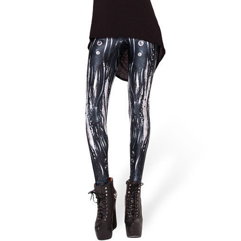 Halloween Punk Slim Women Ghost Print Elastic Leggings