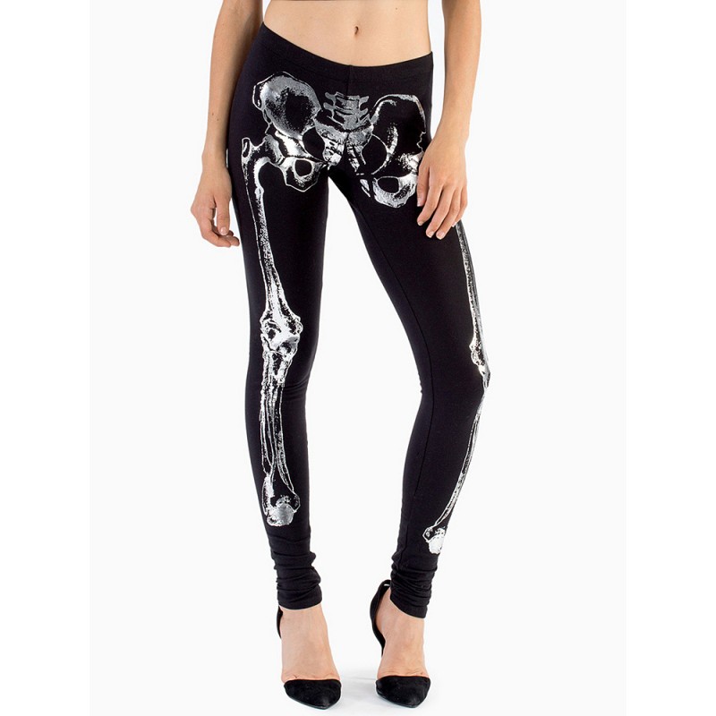 Women Bone Printed Stretchy Leggings For Halloween