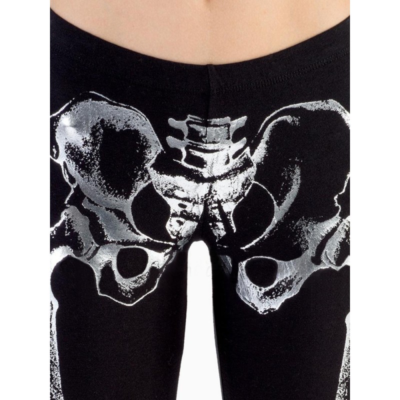 Women Bone Printed Stretchy Leggings For Halloween