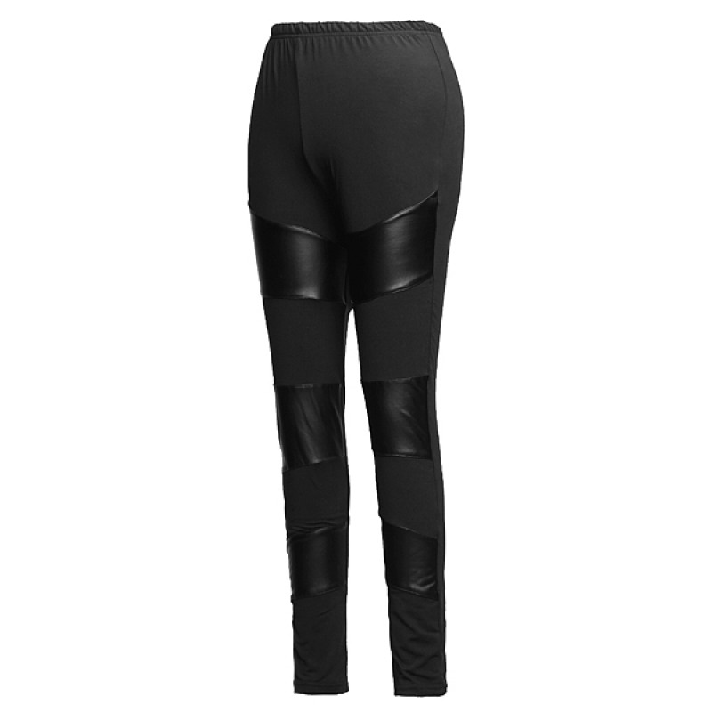 Zanzea Inferior Smooth Splicing PU Boots Pants Leggins