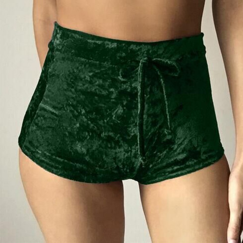 Women Ladies Pants Shorts Crushed Velour Velvet High Rise Hot Bottoms Sports Runner