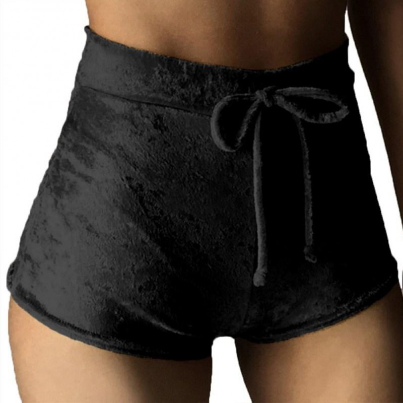 Women Ladies Pants Shorts Crushed Velour Velvet High Rise Hot Bottoms Sports Runner