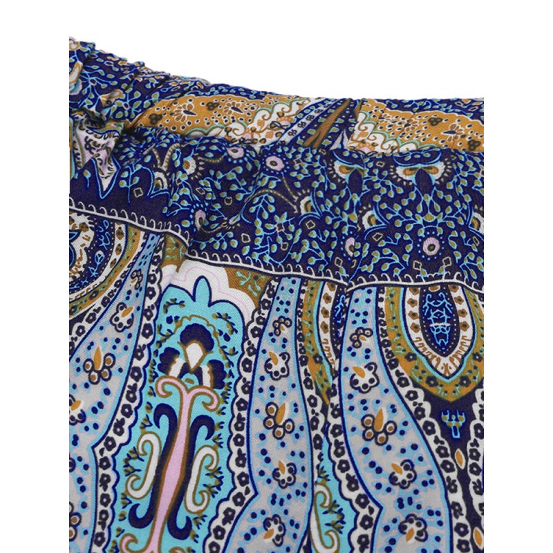 Bohemian Summer Floral Printed High Waist Drawstring Beach Shorts For Women