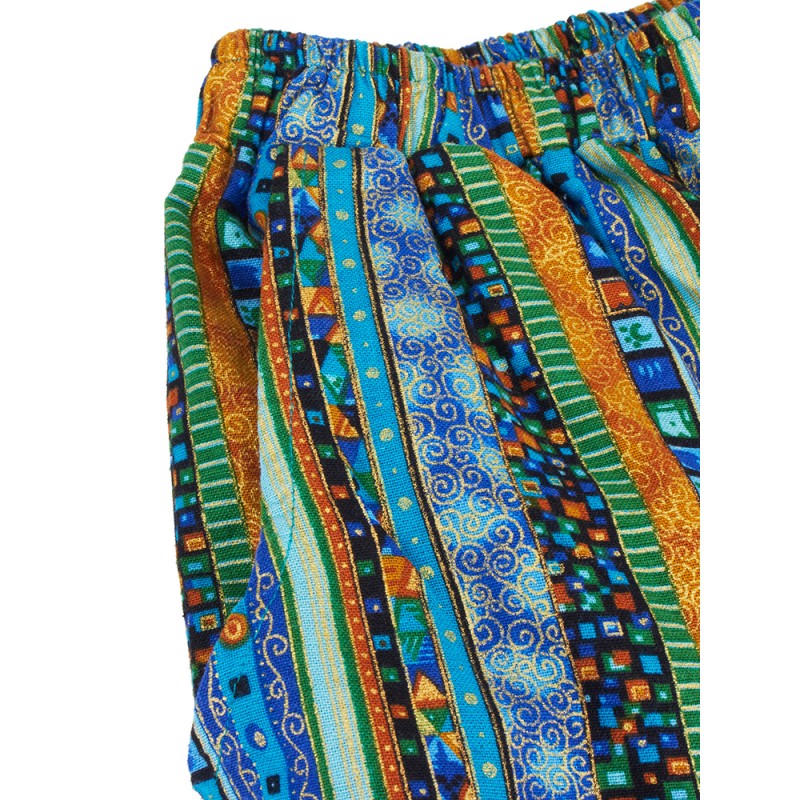 Ethnic Style Women Stripe Printing Contrast Color Shorts
