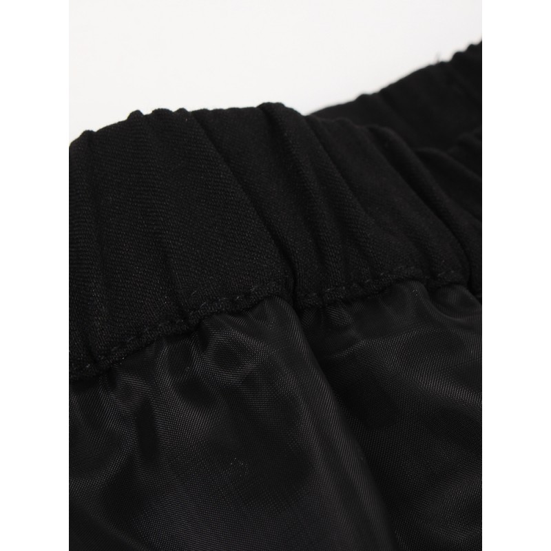 Sexy Women Elastic Waist Pure Color Black Organza Shorts Pants