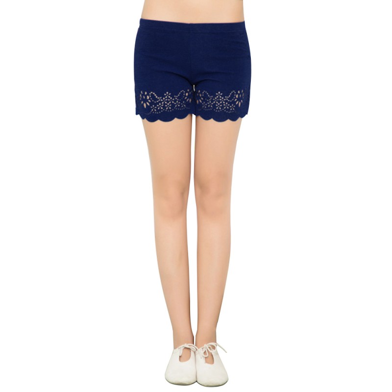 Sexy Casual Crochet Hollow Out Stretch Waist Shorts For Women
