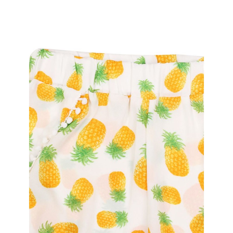 New Arrival Summer Short Pants Small Ball Side Pineapple Flower Elastic Waist Short Pants