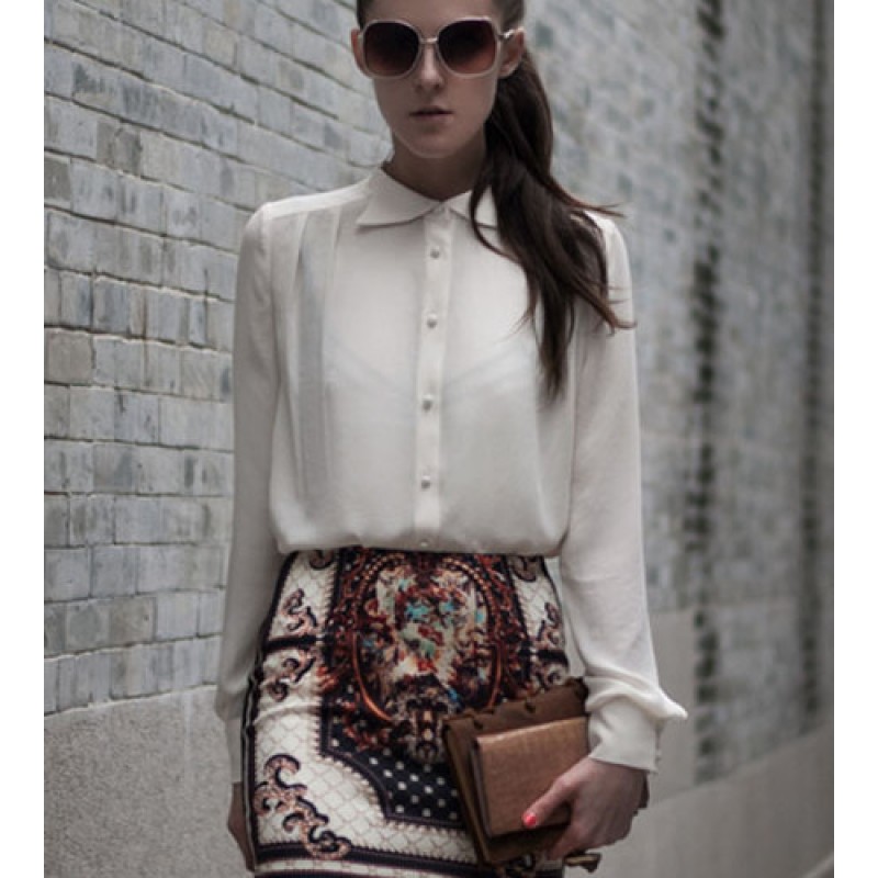 Zanzea Vintage Pattern Print Slim All-match Short Skirt