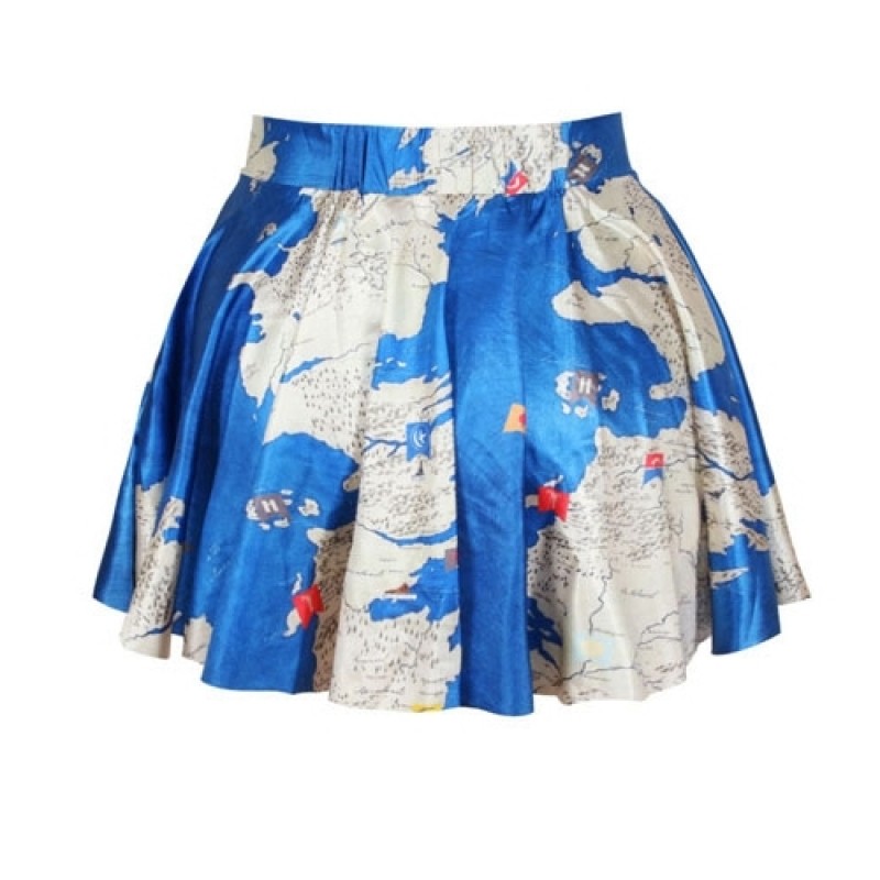 Women Vintage High Waist Pleated Floral Short Mini Skirt