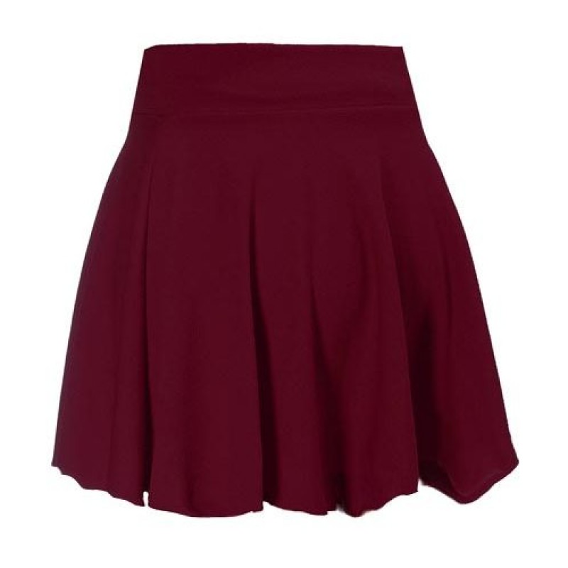 Elegant Thick Plain Pleated Flared Skirt
