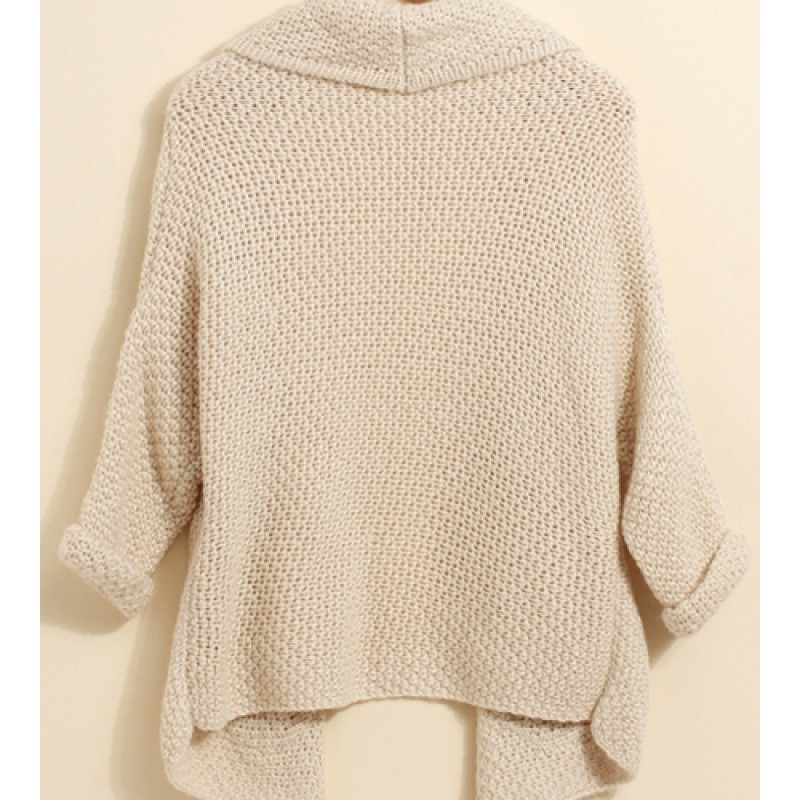 Women Loose Knitted Cardigan Batwing Sleeve Pockets Coat