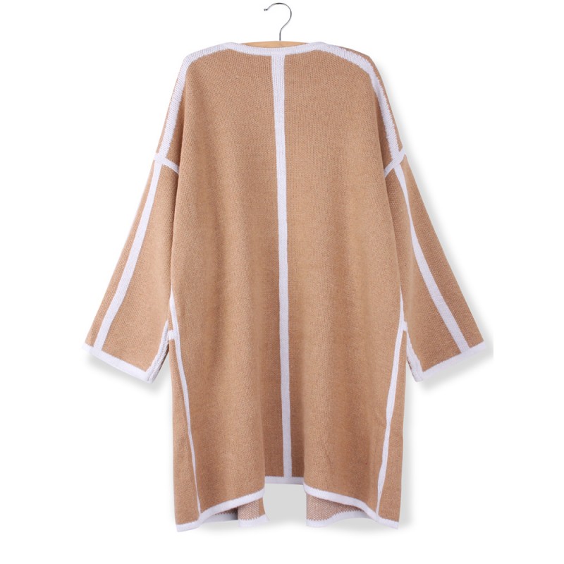Fashion Casual Loose Plus Size Plaid Long Sleeve Yarn Cardigan Sweater