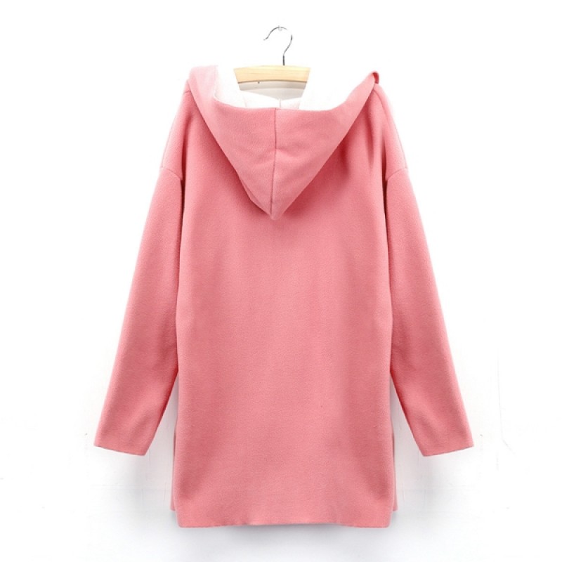 Fashion Casual Loose Long Sleeve Hoodie Polyester Canrdigan