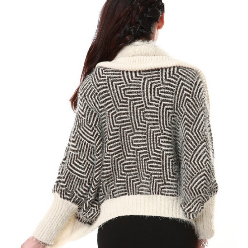 Women Large Mohair Jacket Lapel Bat Sleeve Shawl Knitted Cardigan