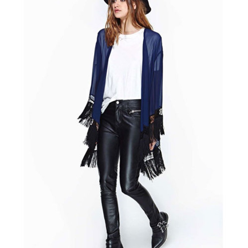 Fashion Women Loose Classic Kimono Coat Cape Cardi...