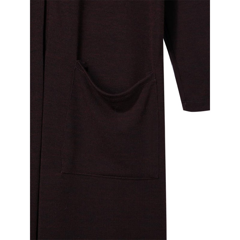 Women Long Section of Double Pocket Cardigan Long Sleeve Sweater