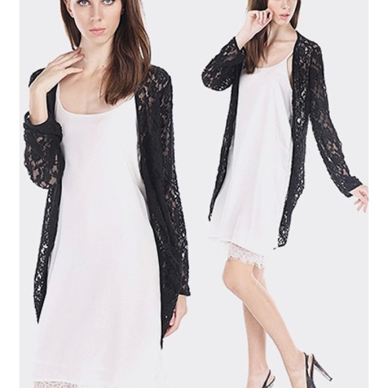 Women Casual Lace Long Sleeve Kimono Lady Fashion Long Cardigan