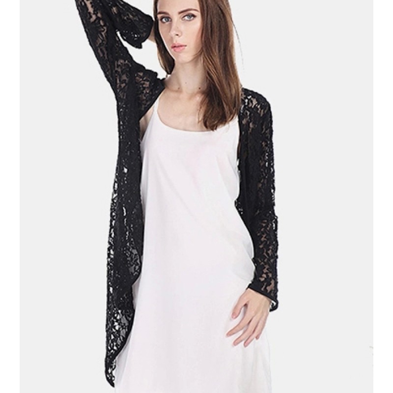 Women Casual Lace Long Sleeve Kimono Lady Fashion Long Cardigan