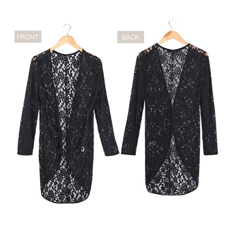 Women Casual Lace Long Sleeve Kimono Lady Fashion Long Cardigan