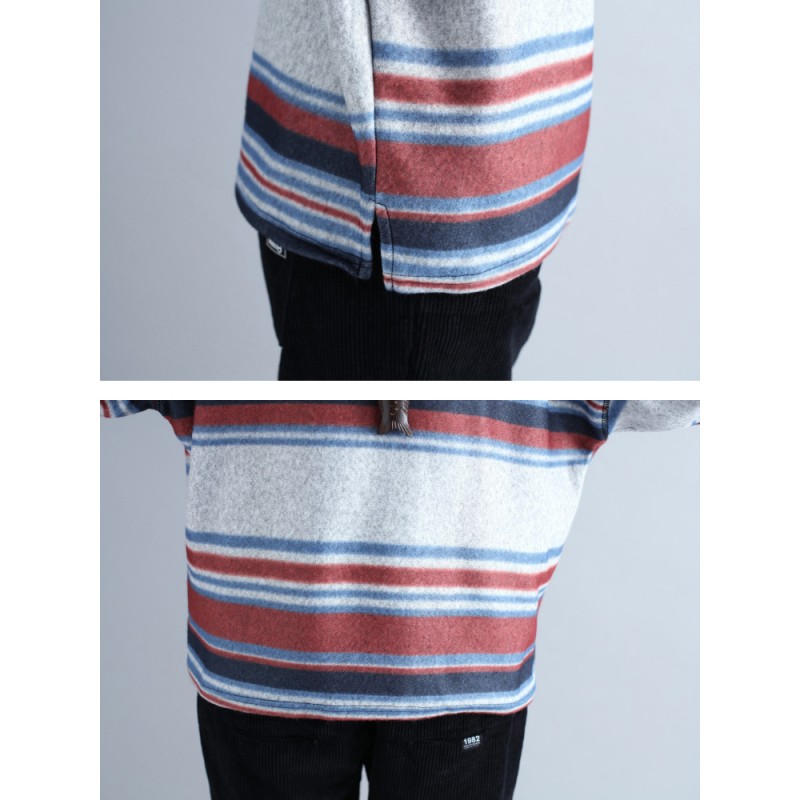 Plus Size Women Woolen Stripes Sweatshirts