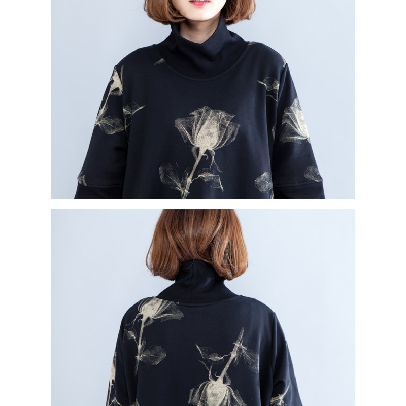 Casual Women Half Sleeve High Collor Printed Sweatshirts